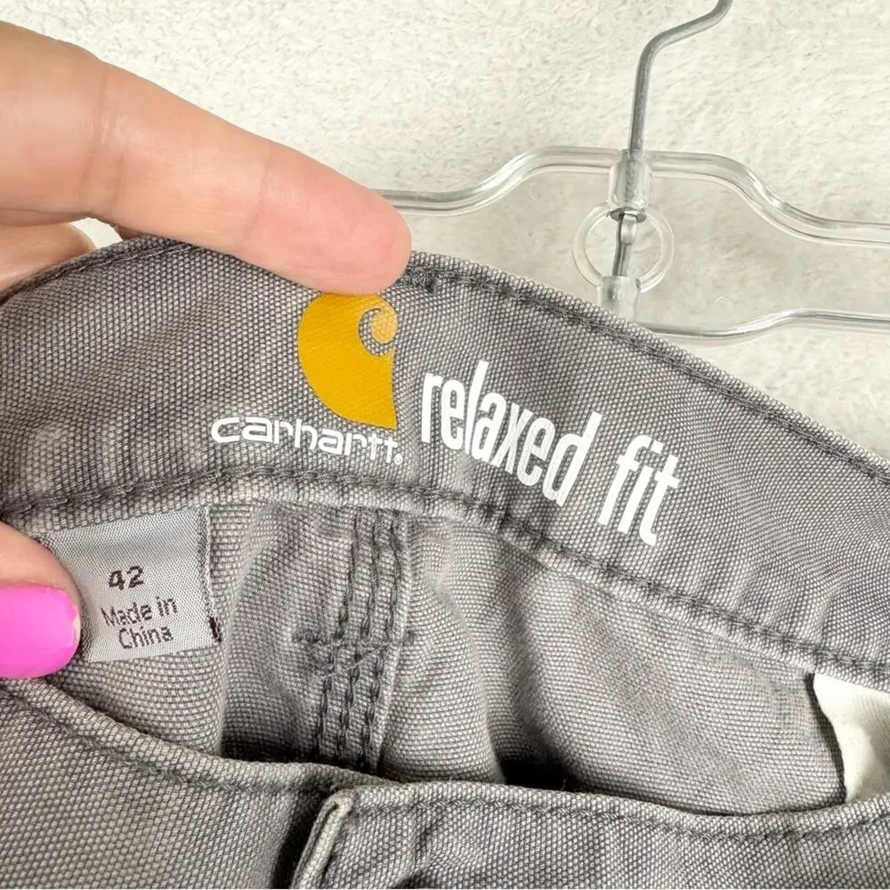 Carhartt Men's Rugged Flex Relaxed Fit Canvas Cargo‎ Work Short Grey Size 42